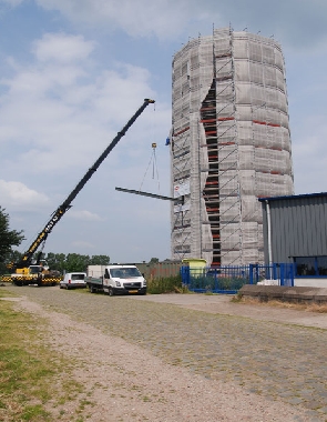 Inhijsen stalen liggers 3e verdiepingsvloer